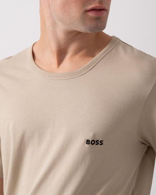 Boss Natural Boss Three-Pack Of Cotton Underwear T-Shirts With Logos , Size: L for men