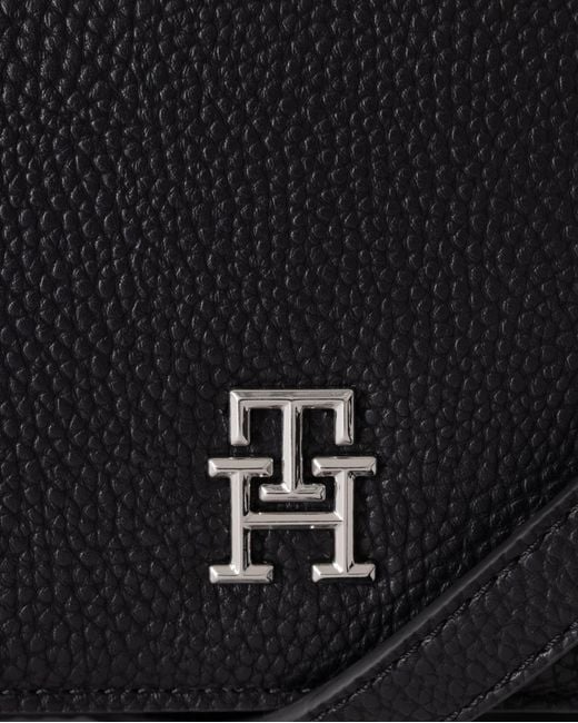 Tommy Hilfiger Black Th Emblem Flap Crossover Bag