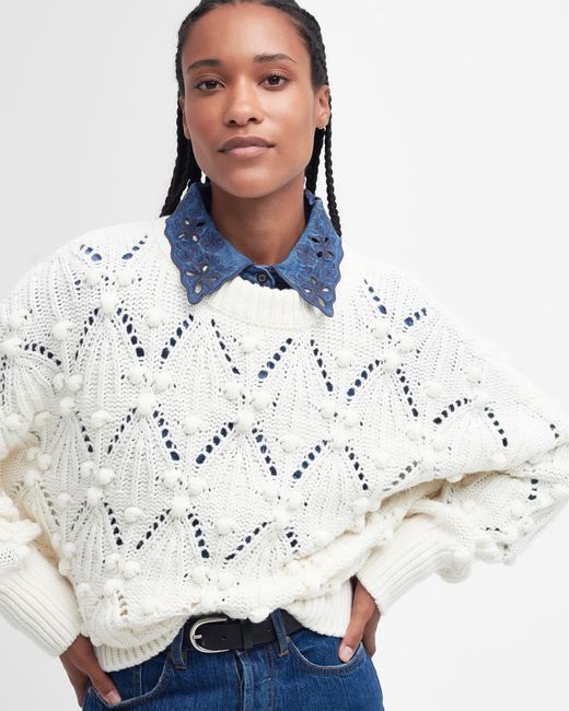 Barbour White Glamis Knitted Jumper