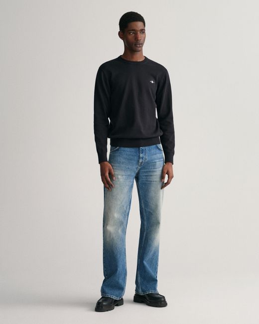 Gant Blue Classic Cotton Crew Neck Jumper for men