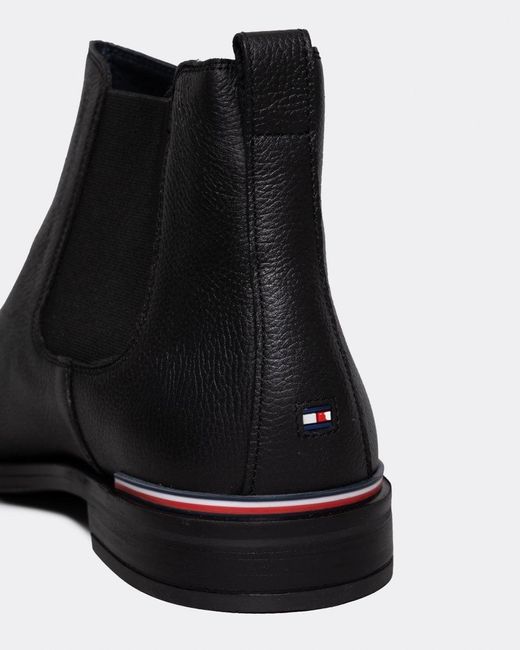Tommy Hilfiger Black Core Rwb Hilfiger T Leather Chelsea Boots for men