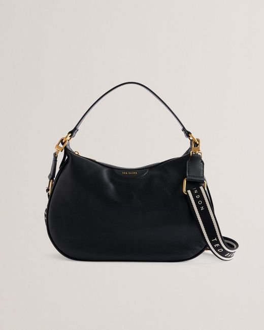 Ted Baker Black Esiah Webbing Slouchy Leather Hobo Bag