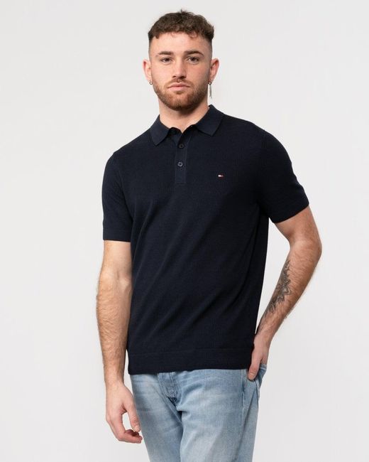 Tommy Hilfiger Blue Chain Ridge Structure Polo for men