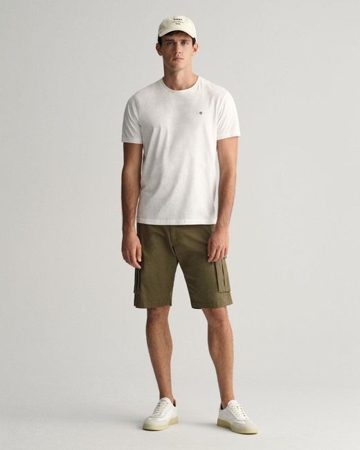 Gant White Relaxed Twill Cargo Shorts for men