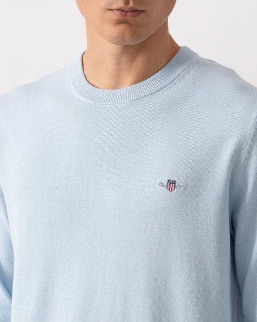 Gant Blue Classic Cotton Crew Neck Jumper for men