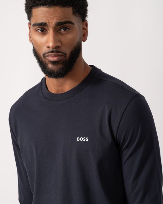 Boss Blue Tee Stretch-Cotton T-Shirt With Contrast Logo for men