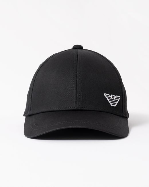 Emporio Armani Black Cap With Eagle Logo for men
