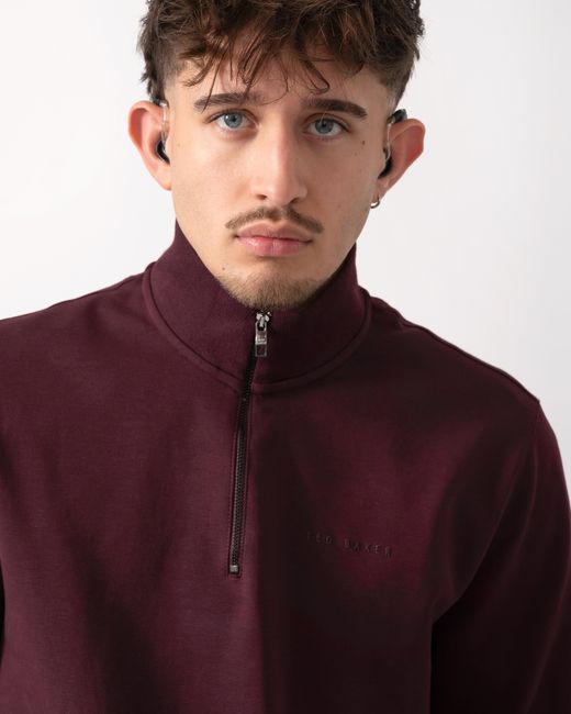 Ted Baker Red Actos 1/4 Zip Sweatshirt for men