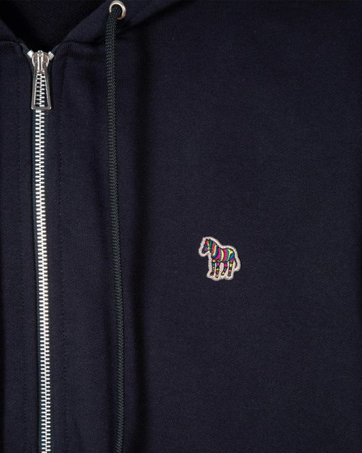 Paul Smith Blue Ps Reg Fit Zip Hoodie With Zebra Logo for men