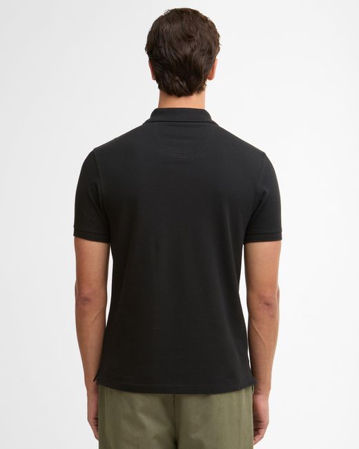 Barbour Black Tartan Pique Polo for men