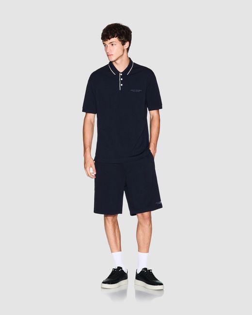 ARMANI EXCHANGE Blue Milano/New York Polo Shirt With Contrast Tipping for men