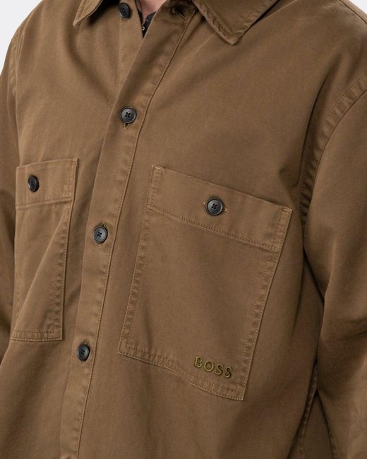 Boss Natural Locky 1 Oversized-fit Cotton Twill Overshirt for men