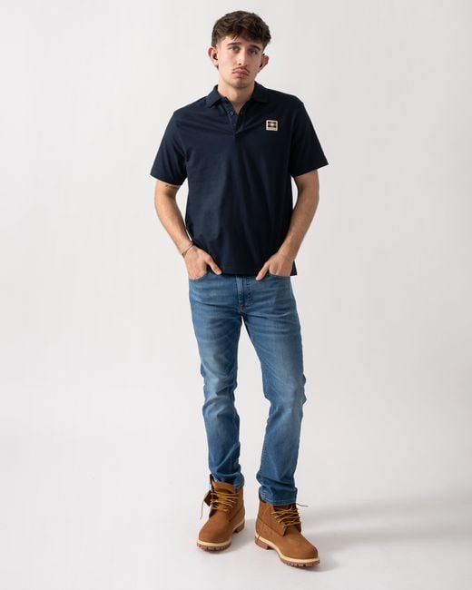 Aquascutum Blue Stretch Piquet Badge Polo Shirt for men