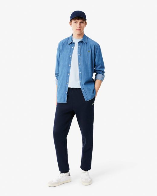 Lacoste Blue Tapered Fit Fleece Sweatpants for men