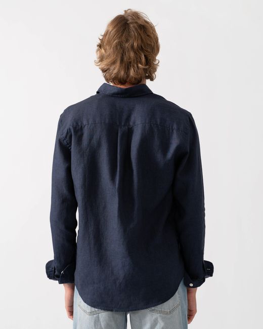 COLORFUL STANDARD Blue Long Sleeve Linen Shirt for men