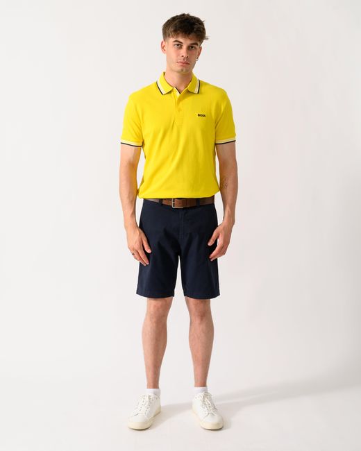 Boss Yellow Paddy Cotton-Piqué Polo Shirt With Contrast Logo for men