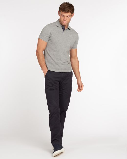 Barbour Gray Tartan Pique Polo for men