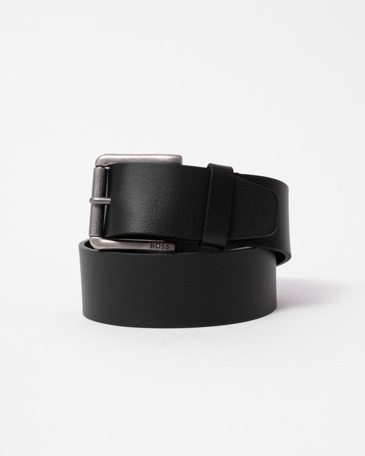Boss Black Joris Italian Leather Belt With Engraved Buckle for men