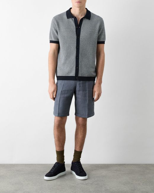 Oliver Sweeney Gray Hessle Knitted Cotton Short-Sleeved Shirt for men