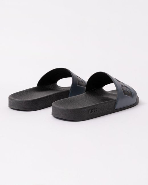 Boss Black Boss Aryeh Italian-Made Slides With Large Logo Detail Colour: Medium 036 for men
