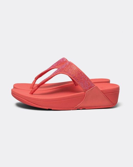 Fitflop Pink Lulu Crystal Embellished Toe-post Sandals