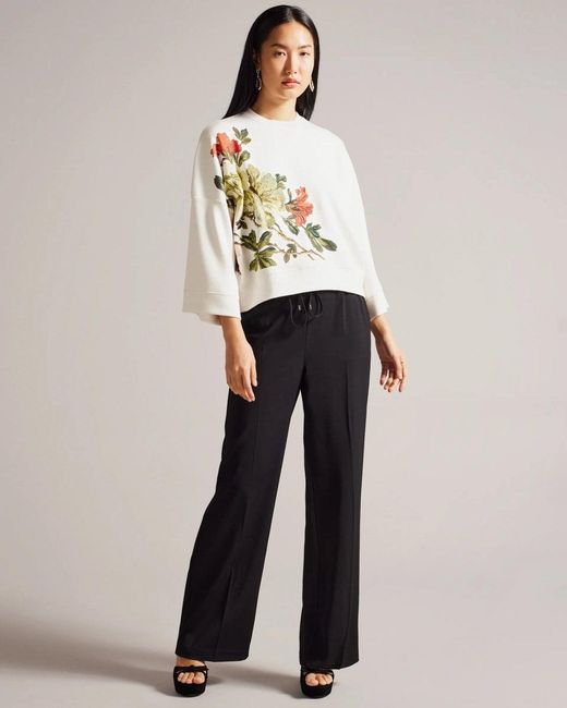 Ted Baker White Laurale Sweatshirt With Embroidery