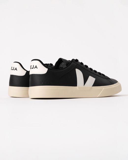 Veja Black Campo Leather Trainers for men