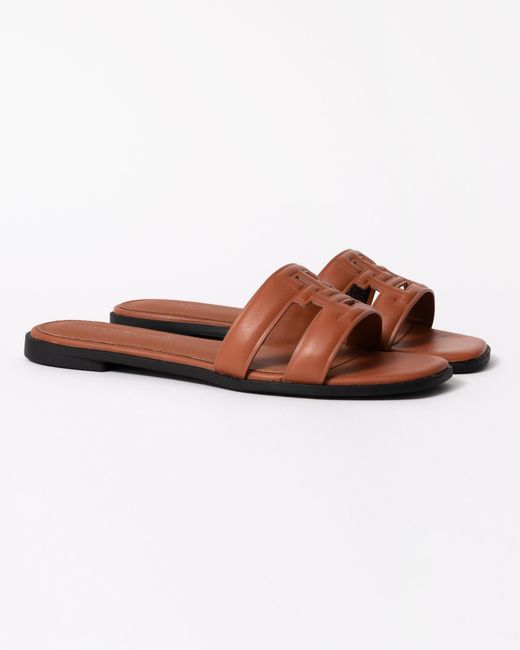 Tommy Hilfiger Brown Logo Strap Mule