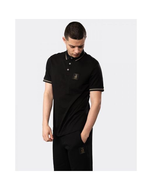 Armani Exchange Black A|x Patch Logo Polo Shirt for men