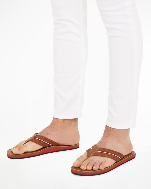 Tommy Hilfiger White Leather Hilfiger Beach Sandals for men