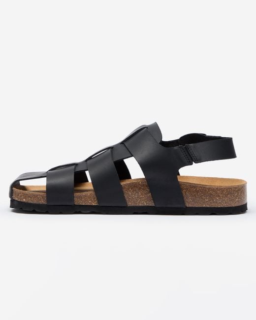 Oliver Sweeney Black Astorga Calf Leather Fisherman Sandals for men