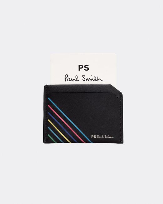 Paul Smith Black Script Logo Leather Card Holder for men