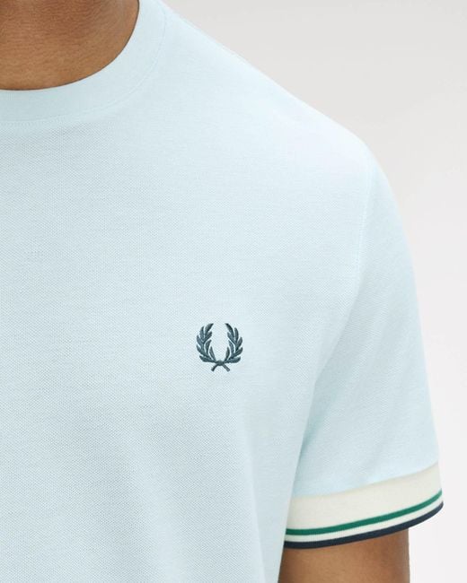 Fred Perry White Twin Tipped Cuff T-Shirt for men