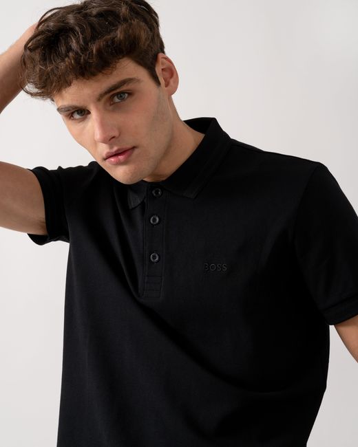 Boss Black Paddy Cotton-Piqué Polo Shirt With Contrast Logo for men