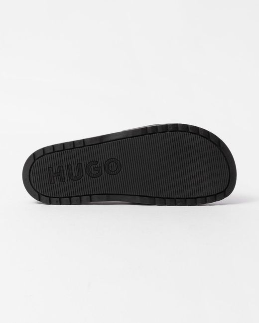 HUGO Black Match Slides With Logo Strap Nos for men