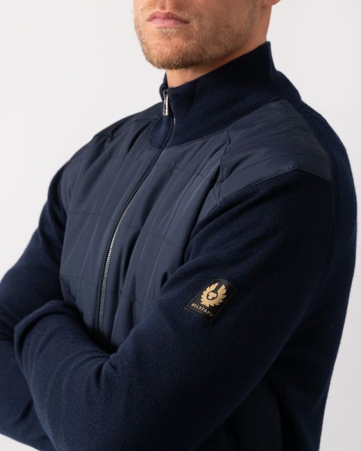 Belstaff Blue Kelbrook Merino Wool Zip Cardigan for men