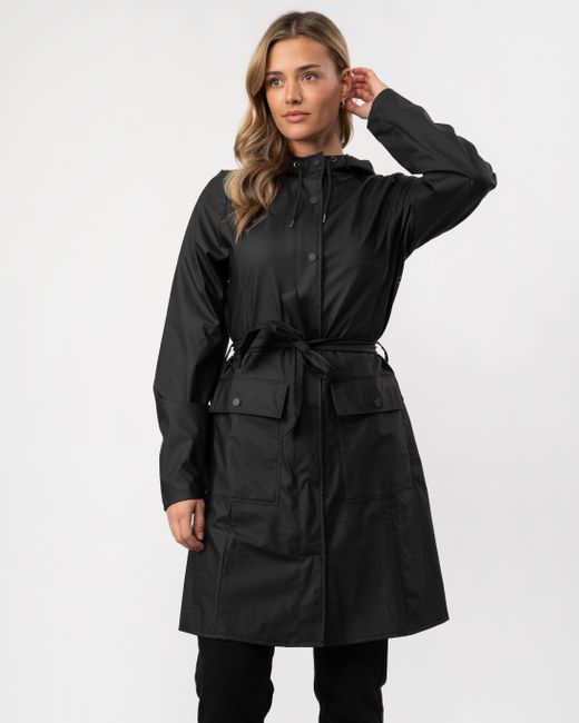 Rains Black Curve Long Jacket