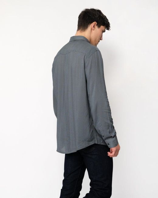 Armani Exchange Gray Long Sleeve Pattern Print Shirt for men