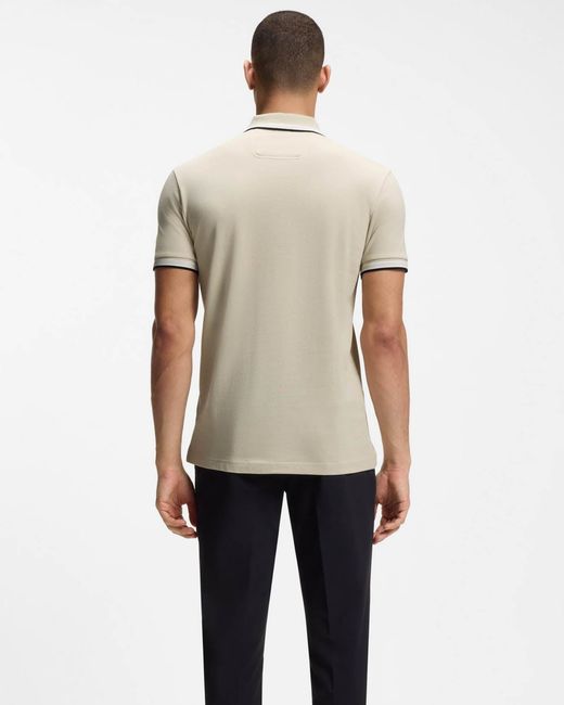 Boss Natural Paddy Cotton-Piqué Polo Shirt With Contrast Logo for men