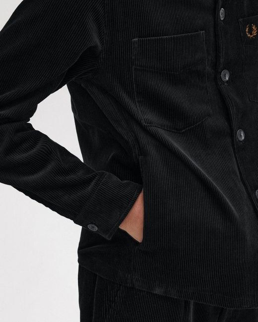 Fred Perry Black Corduroy Overshirt for men