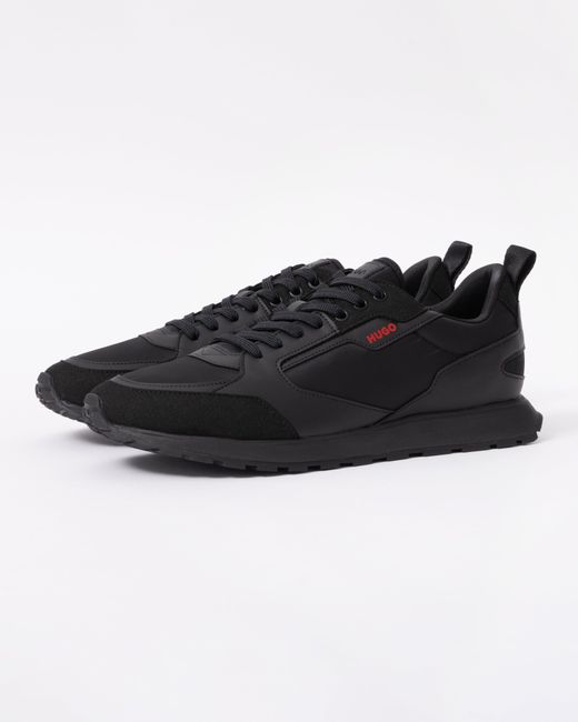 HUGO Black Icelin Runn Mixed-Material Trainers With Branded Accents for men