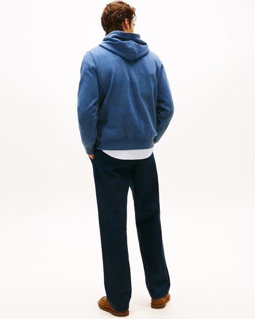 Tommy Hilfiger Blue Essential Flag Embroidery Fleece Hoodie for men