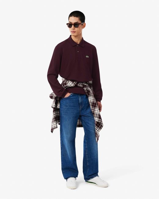 Lacoste Red Original L.12.12 Long Sleeve Cotton Polo Shirt for men