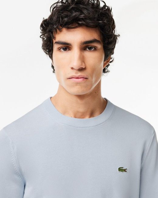 Lacoste Blue Organic Cotton Crew Neck Sweater for men