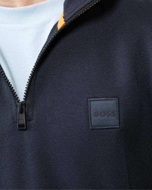 Boss Blue Zetrust 1/4 Zip Sweatshirt Size: L for men