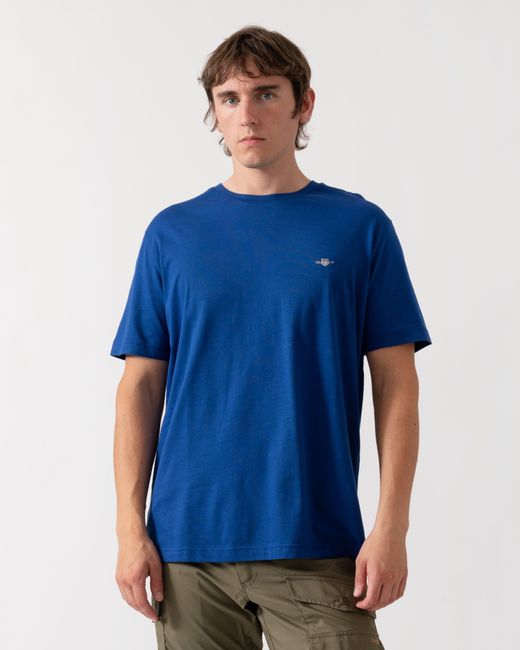 Gant Blue Regular Fit Short Sleeve Shield Logo T-Shirt for men