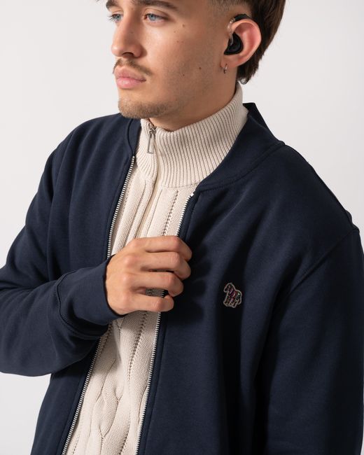 Paul Smith Blue Ps Zip Bomber With Zebra Logo for men
