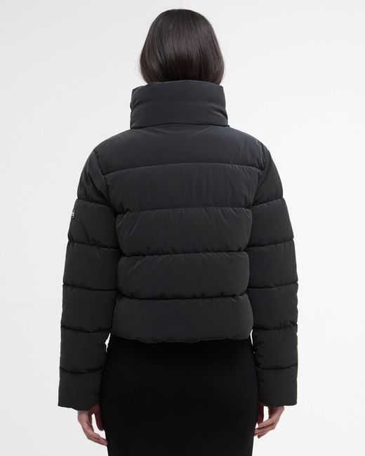 Barbour Black Hudson Faux Velvet Puffer Jacket