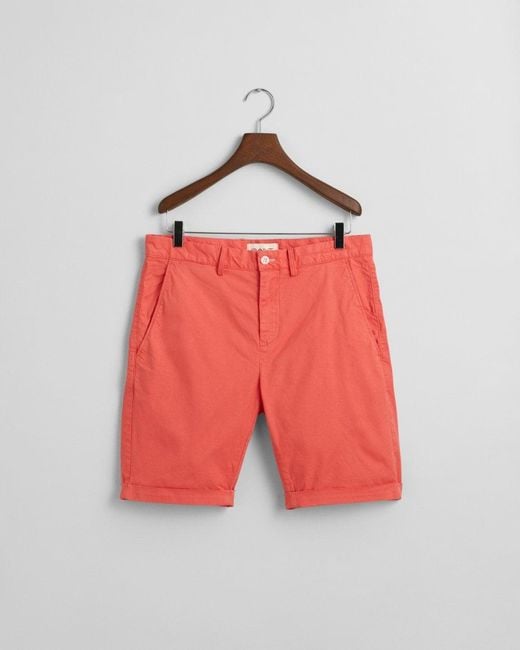 Gant Red Slim Sunfaded Shorts for men