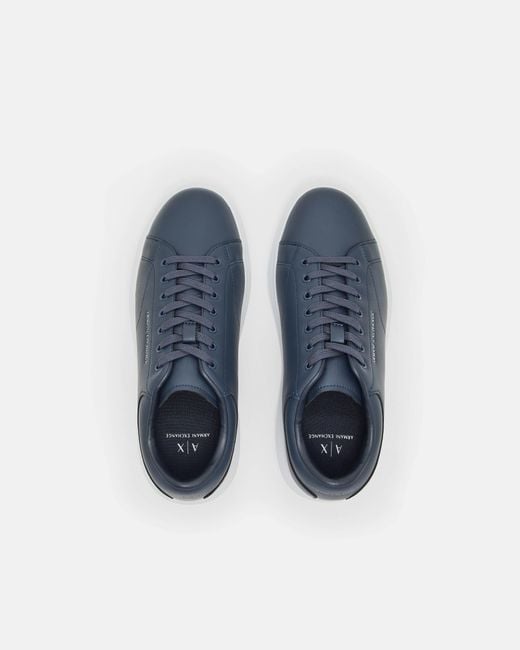 ARMANI EXCHANGE Blue Leather Sneakers for men